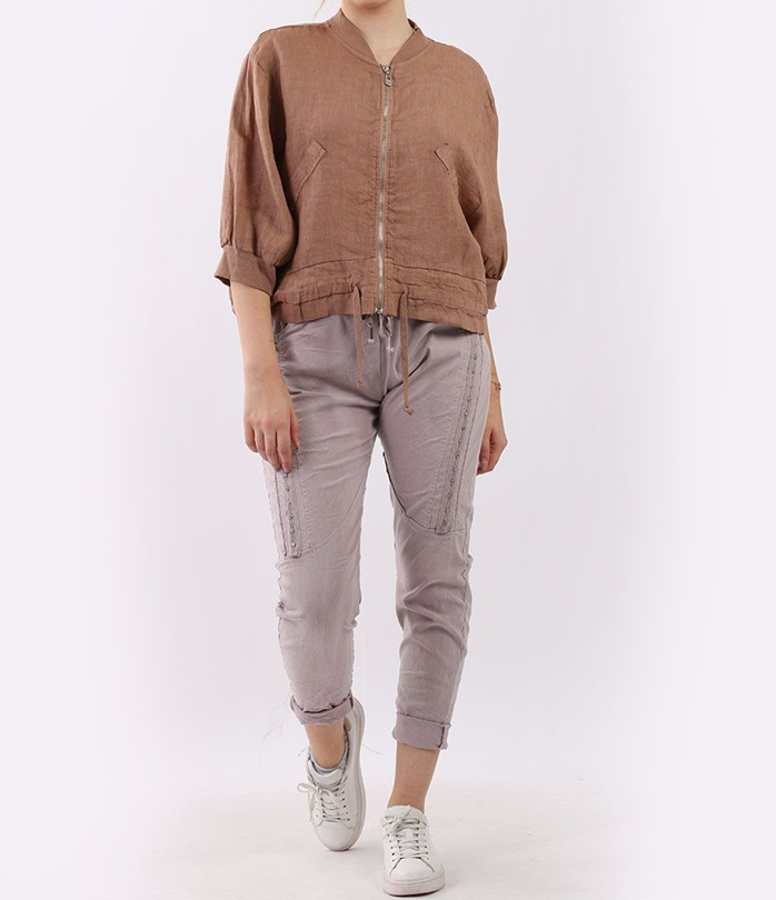 Italian Linen Zip Jacket Ruby Reid